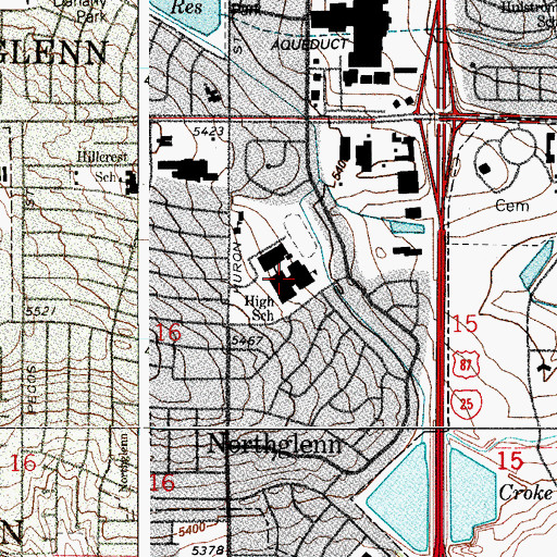 Topographic Map of Northglenn High School, CO