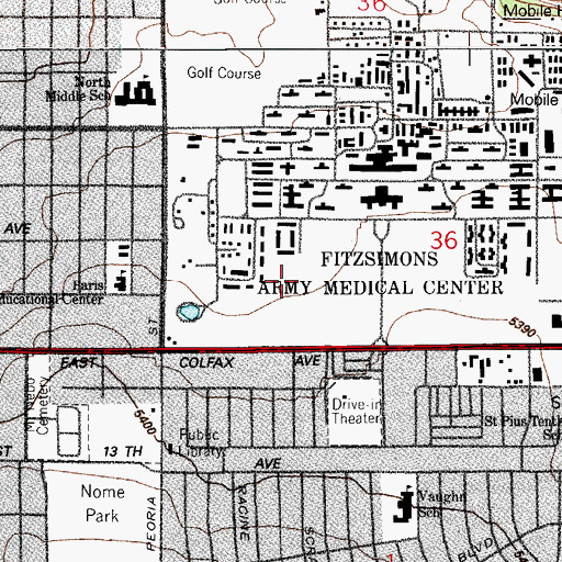 Topographic Map of University of Colorado Hospital Inpatient Pavilion, CO