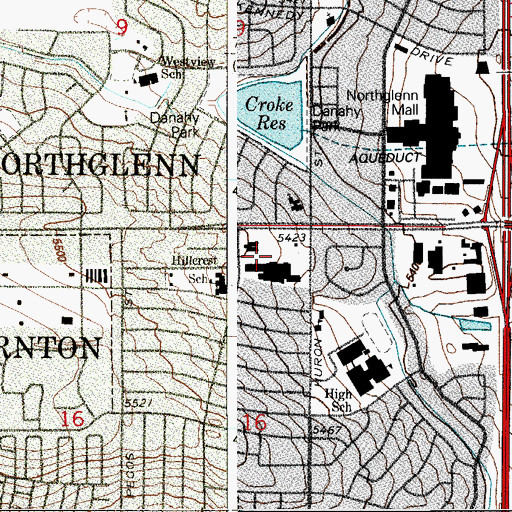 Topographic Map of Huron Plaza Shopping Center, CO
