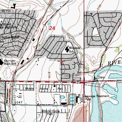 Topographic Map of Columbia Park, CO