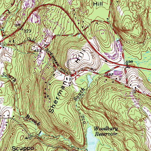 Topographic Map of Sherman Hill, CT