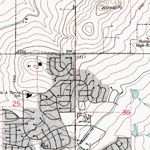 Topographic Map of Park Village Park, CO