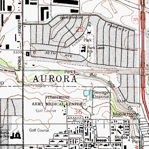 Topographic Map of Sand Creek Park, CO