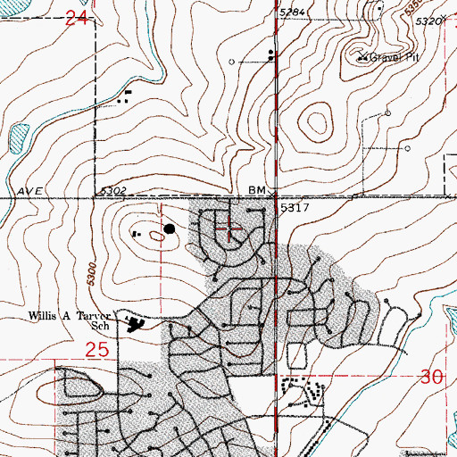 Topographic Map of Shadow Ridge Park, CO