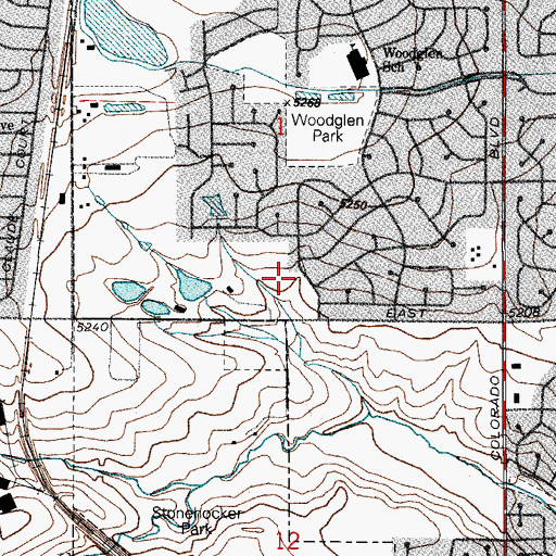 Topographic Map of Steele Park, CO