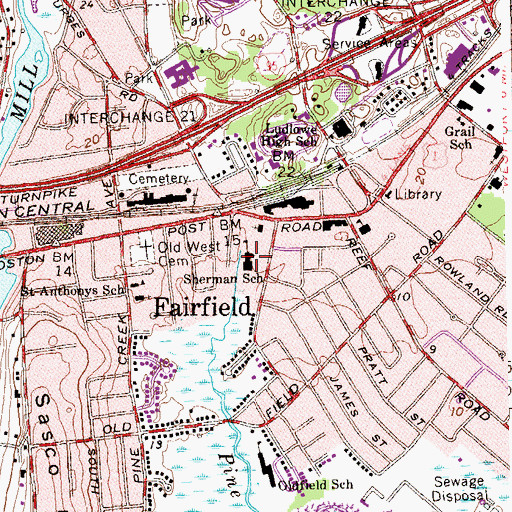 Topographic Map of Sherman School, CT