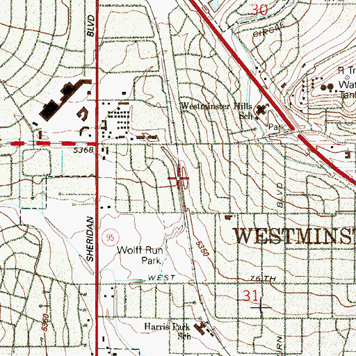 Topographic Map of Sunset Park, CO