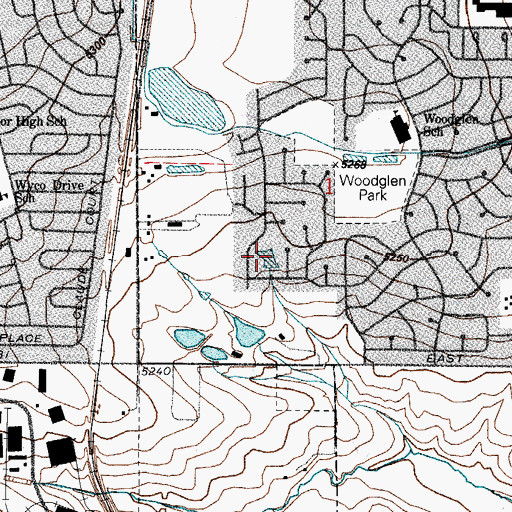 Topographic Map of Woodhaven Park, CO