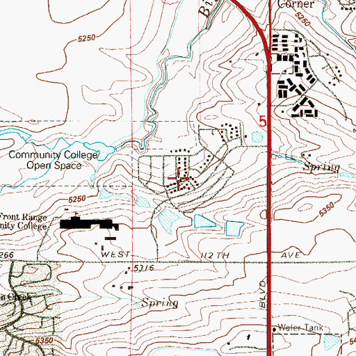 Topographic Map of College Hills, CO