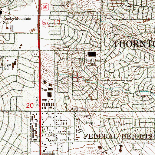 Topographic Map of Kimberly Hills, CO