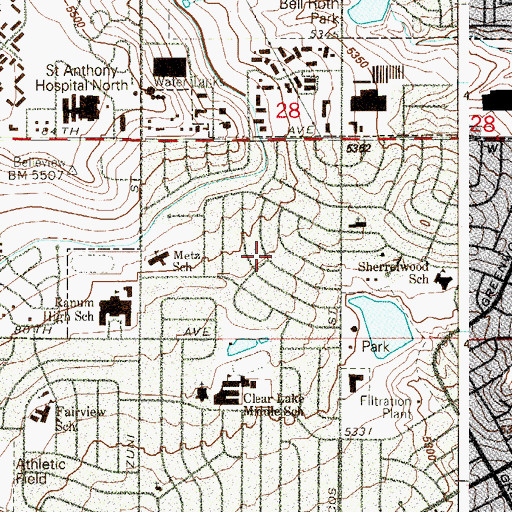 Topographic Map of Sherrelwood Estates, CO