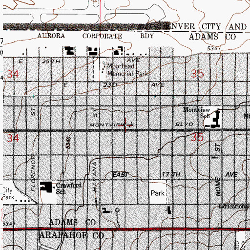 Topographic Map of New Nation Church of God in Christ, CO