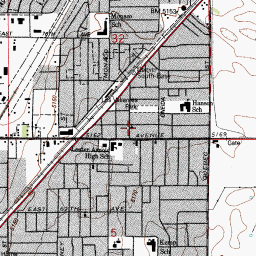Topographic Map of Derby Bible Church, CO