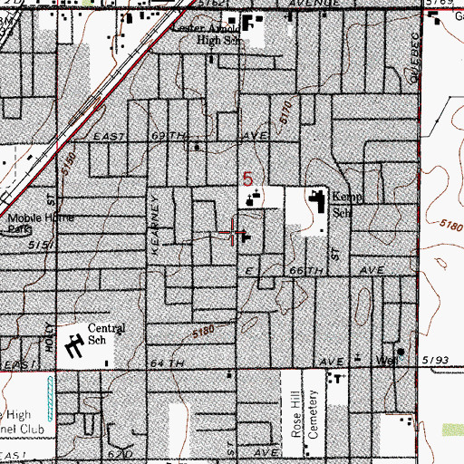 Topographic Map of Open Door Fellowship of Commerce City (historical), CO