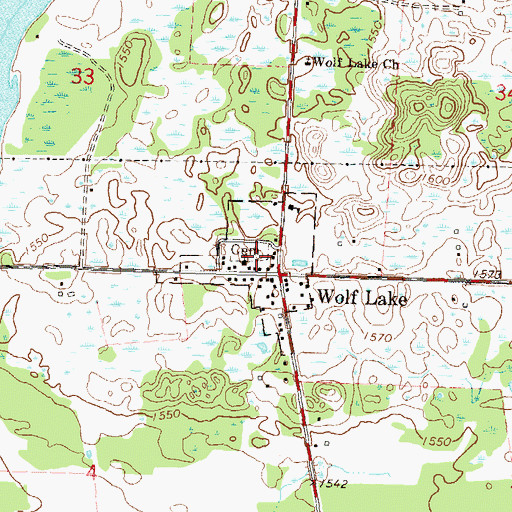 Topographic Map of Wolf Lake Community Cemetery, MN