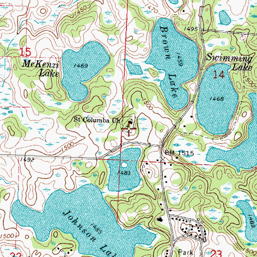 Topographic Map of Saint Columba's Episcopal Mission Cemetery, MN