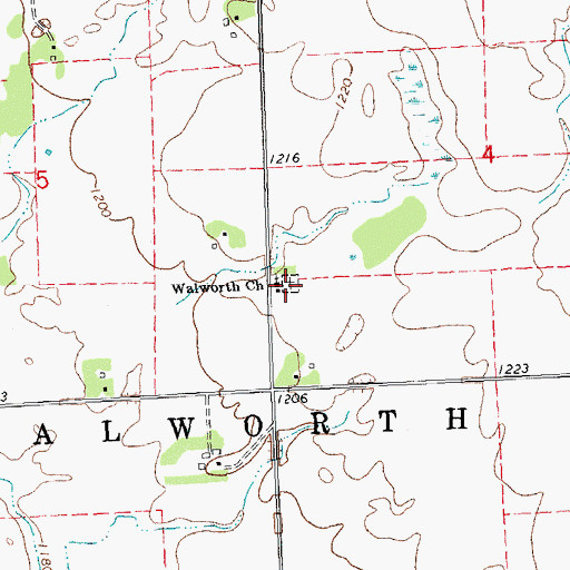 Topographic Map of Walworth Baptist Cemetery, MN