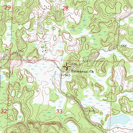 Topographic Map of Emmanuel Lutheran Cemetery, MN
