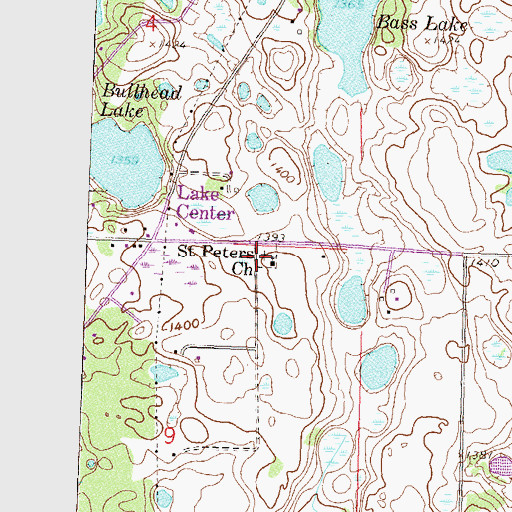 Topographic Map of Saint Peter's Cemetery, MN