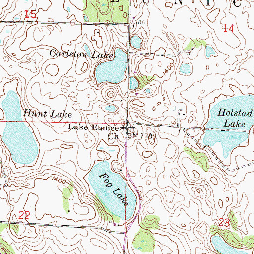 Topographic Map of Lake Eunice Evangelical Free Cemetery, MN