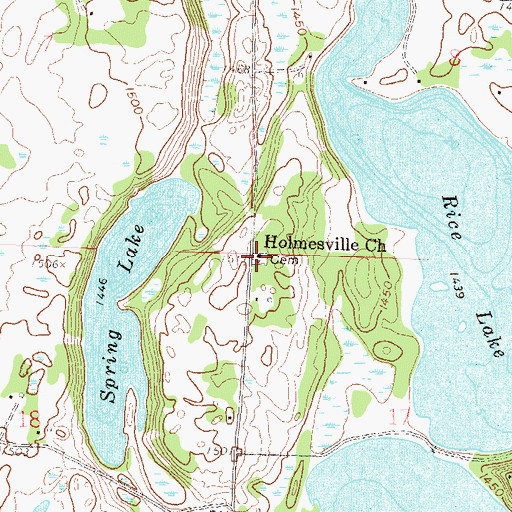 Topographic Map of Holmesville Township Cemetery, MN