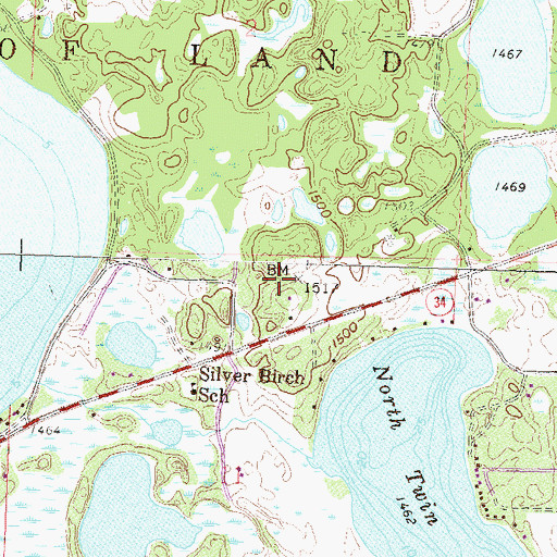 Topographic Map of Church of the Wildwood Cemetery, MN