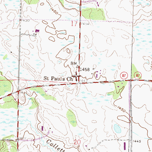 Topographic Map of Saint Paul's Cemetery, MN