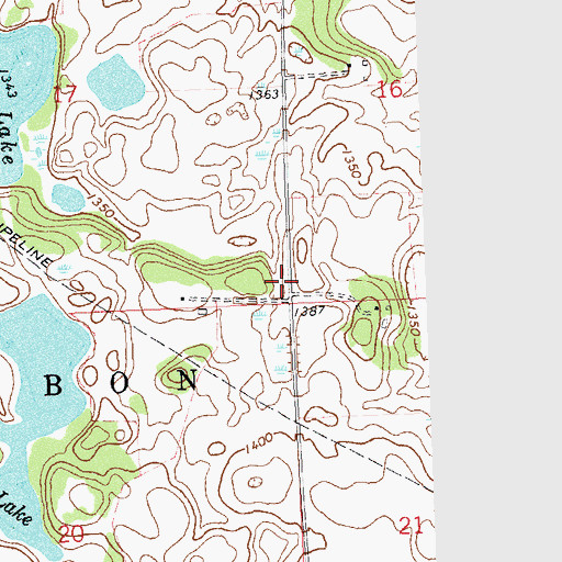 Topographic Map of Felker Cemetery, MN