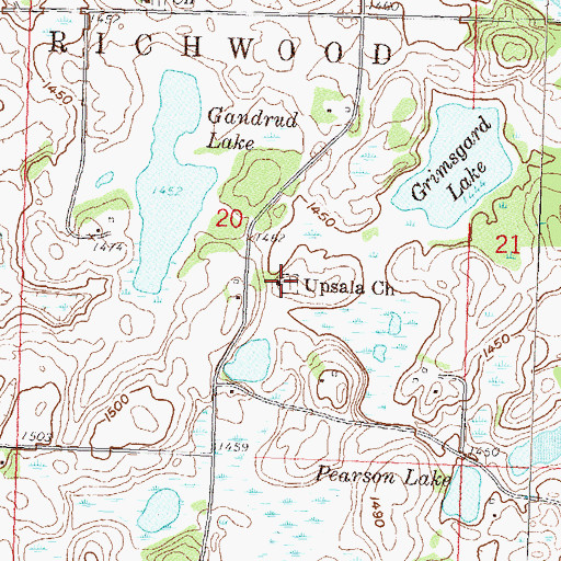 Topographic Map of Upsala Cemetery, MN