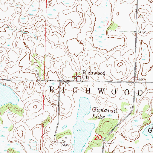 Topographic Map of Richwood Cemetery, MN