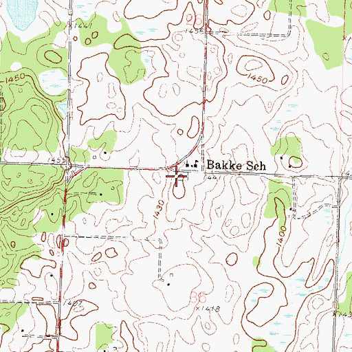 Topographic Map of Bakke Lutheran Cemetery, MN