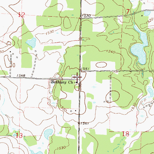 Topographic Map of Bethany Cemetery, MN