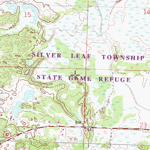 Topographic Map of Silver Leaf Township State Game Refuge, MN