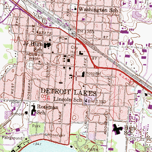 Topographic Map of Saint Mary's Regional Health Center, MN