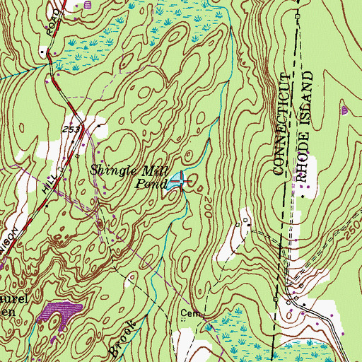 Topographic Map of Shingle Mill Pond, CT
