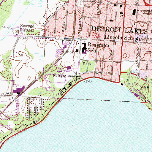 Topographic Map of Detroit Lakes Sports Arena, MN