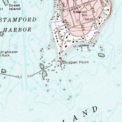 Topographic Map of Shippan Point, CT