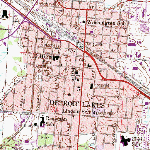 Topographic Map of Becker County Sheriff's Office, MN