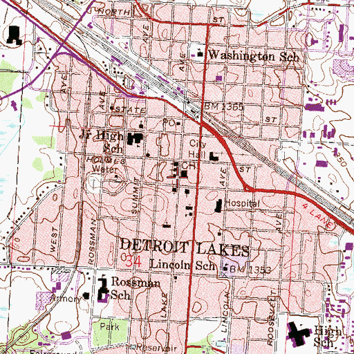 Topographic Map of First Lutheran Church, MN