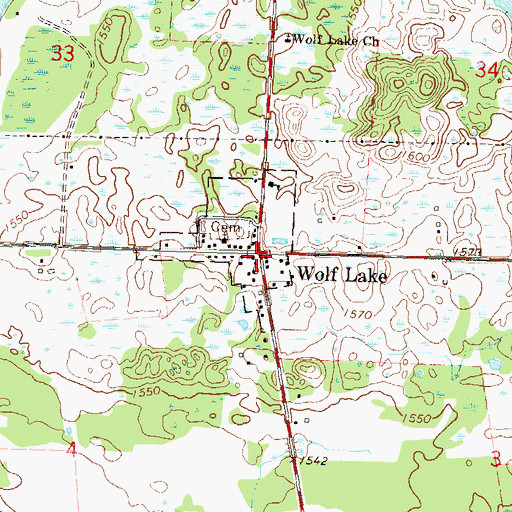 Topographic Map of Wolf Post Office (historical), MN