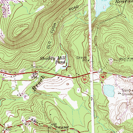 Topographic Map of Shoddy Mill Pond, CT