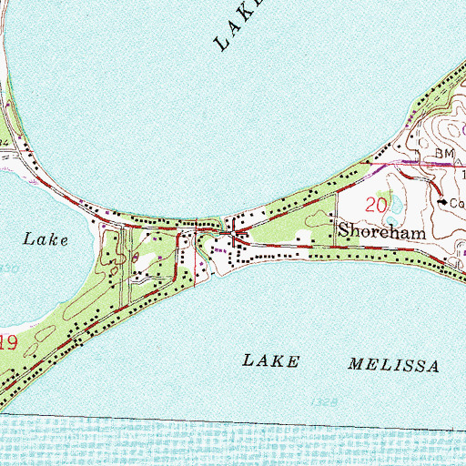 Topographic Map of Shoreham Post Office (historical), MN