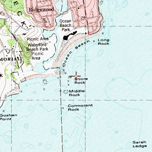 Topographic Map of Shore Rock, CT