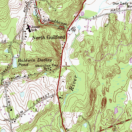 Topographic Map of Shoreline Day School, CT