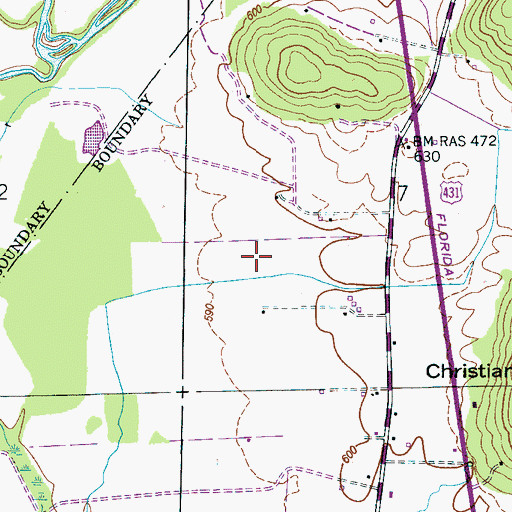 Topographic Map of Hampton Cove, AL