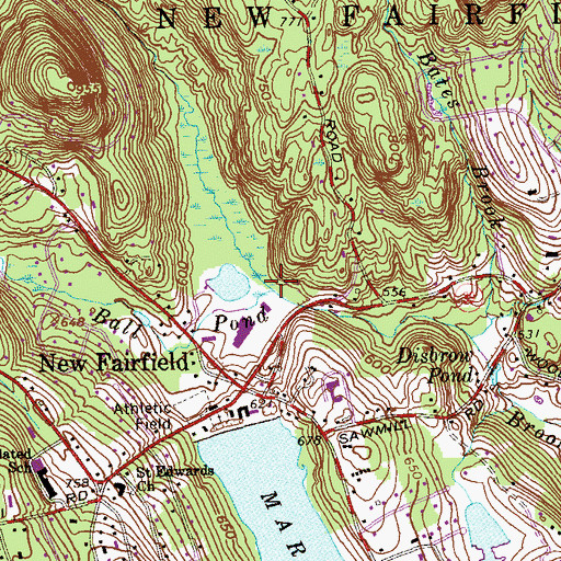 Topographic Map of Short Woods Brook, CT