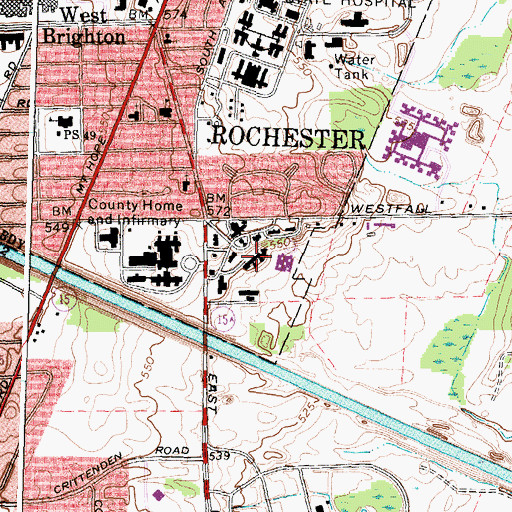 Topographic Map of Iola Sanitarium (historical), NY