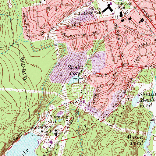 Topographic Map of Shultz Pond, CT