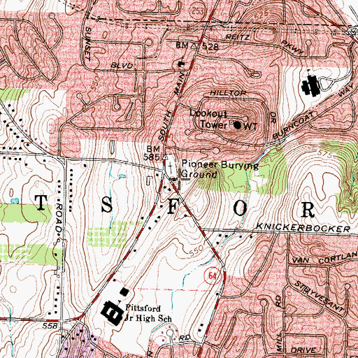 Topographic Map of School Number 1 (historical), NY