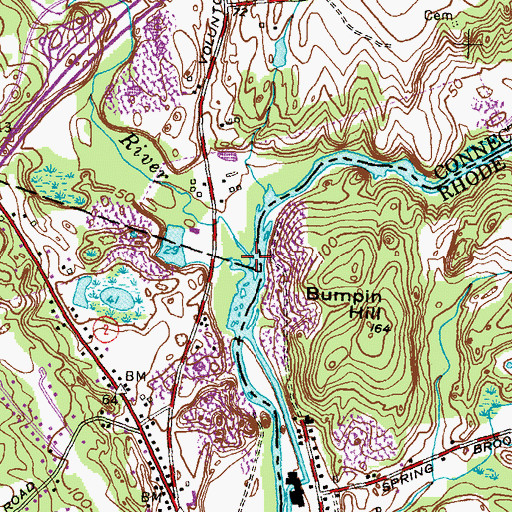 Topographic Map of Shunock River, CT